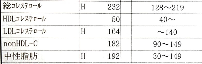 8か月後　血液検査　脂質2023年9月